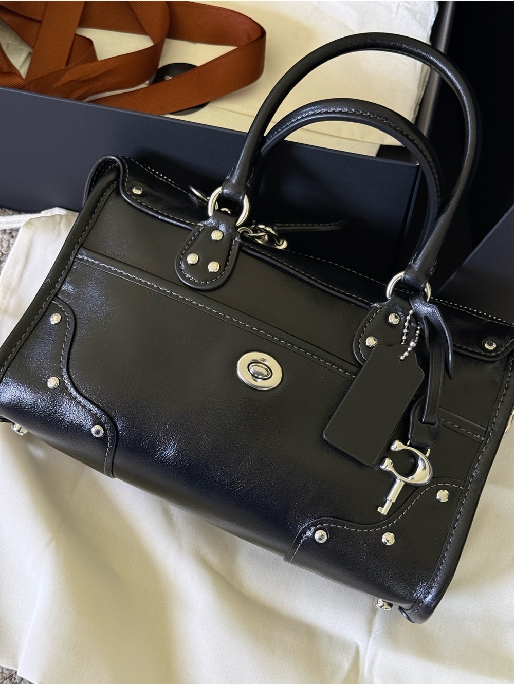 Coach Rhyder Satchel 24 | Black Glazed Leather| NWT | Crossbody